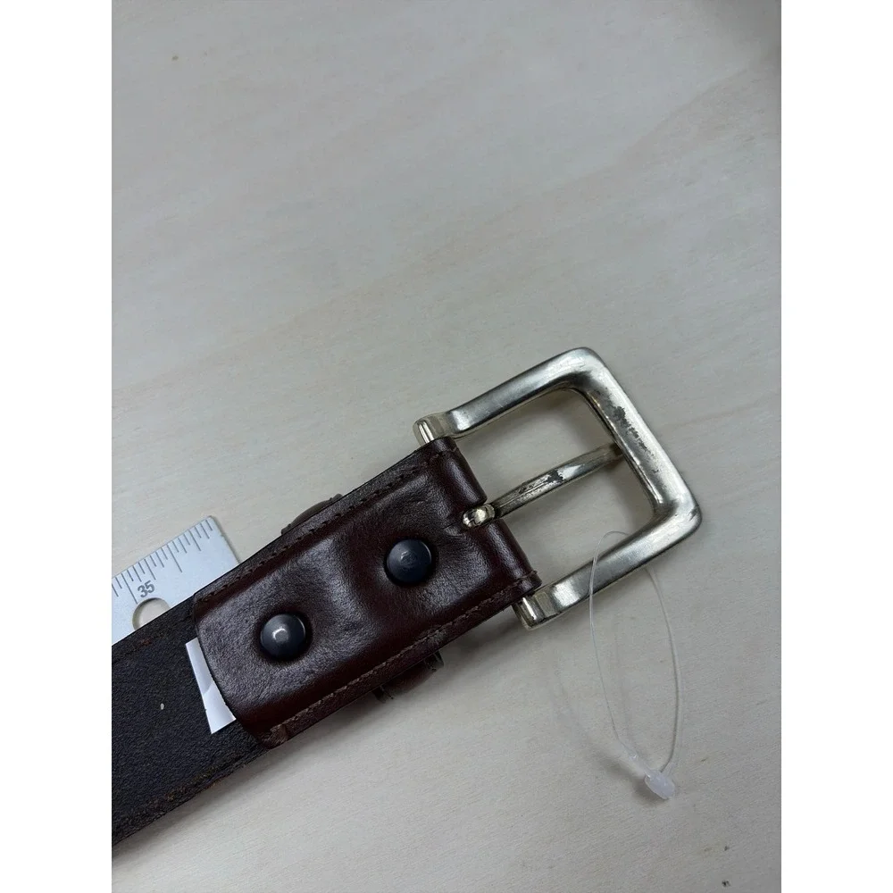 Vintage Carhartt Brown Leather Western Belt Silver Buckle S34 Distressed